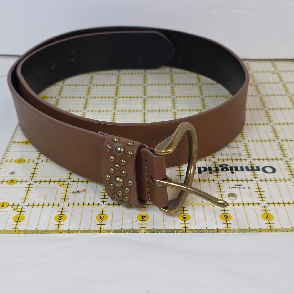Frye and Co Womens‎ Cognac Brown Studded Keeper D-Ring Belt western casual Small